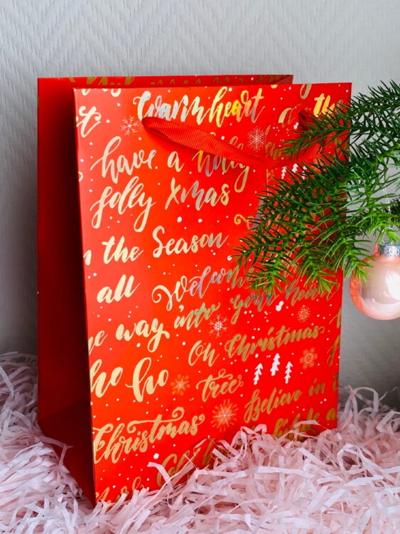 Пакет подарочный красный 26х32 